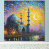 Moslimmoskee Crescent Sterren Schilderen Canvas Afdruk (Insitu (Houten vloer))
