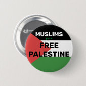 MOSLIMS VOOR EEN GRATIS PALESTIJNSE VLAG ROOD ZWAR RONDE BUTTON 5,7 CM (Voorkant /achterkant)