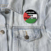 MOSLIMS VOOR EEN GRATIS PALESTIJNSE VLAG ROOD ZWAR RONDE BUTTON 5,7 CM (In situ)