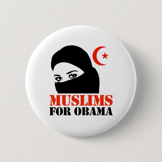 MOSLIMS VOOR OBAMA RONDE BUTTON 5,7 CM (Voorkant)