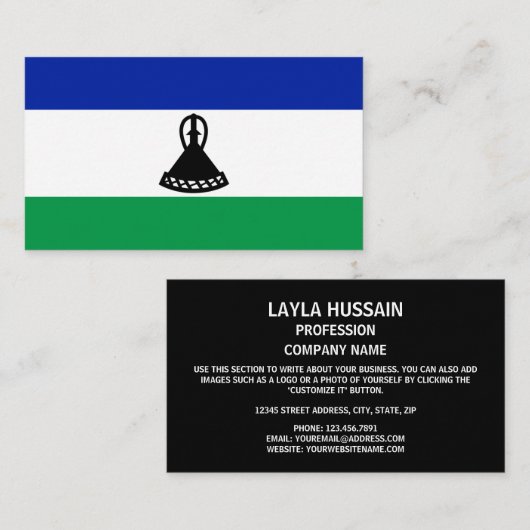 Mosotho Vlag, Vlag van Lesotho Visitekaartje (Voorkant / Achterkant)