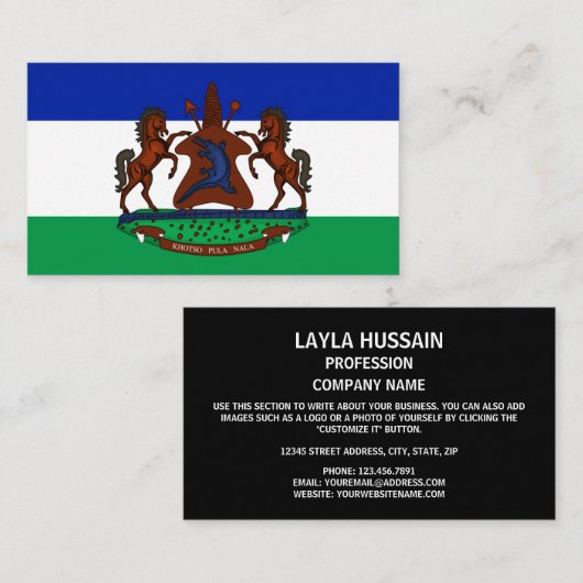Mosotho Vlag & Wapen, Vlag van Lesotho Visitekaartje (Voorkant / Achterkant)