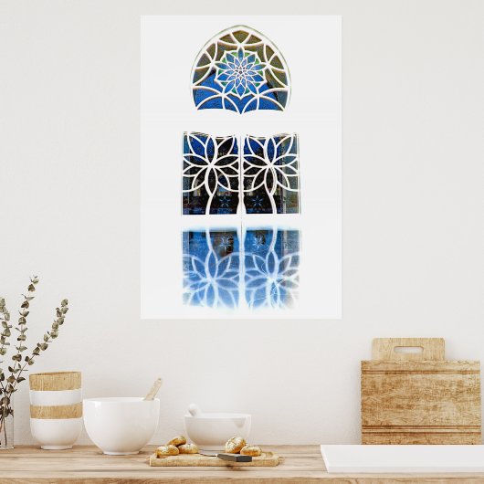 Mosque Foyer Window 1 wit Poster (Keuken)