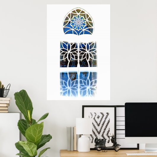 Mosque Foyer Window 1 wit Poster (Thuiskantoor)