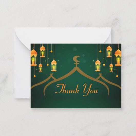 Mosque Islamic Lamp Hartelijk dank Notitiekaartje (Voorkant)