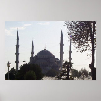 Mosque Minarets en meer Poster