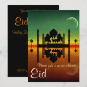 Mosque Night Reflection - Eid Party Invitation Kaart (Voorkant / Achterkant)