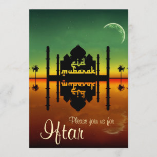 Mosque Night Reflection IFRET Party Invitation Kaart