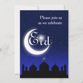 Mosque Silhouette at Night - Eid Party Invitation Kaart