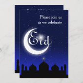 Mosque Silhouette at Night - Eid Party Invitation Kaart (Voorkant / Achterkant)