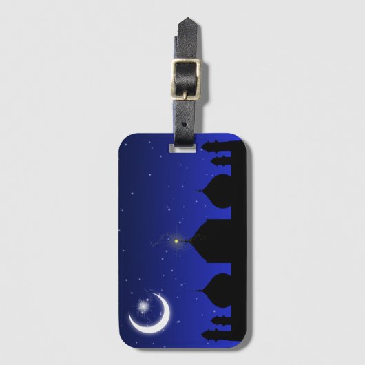 Mosque Silhouette bij nacht - Bagagelabel (Voorkant (verticaal))