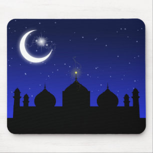 Mosque Silhouette bij nacht - Mousepad Muismat