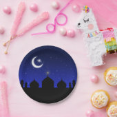 Mosque Silhouette bij nacht - PapierBord Papieren Bordje (Feest)