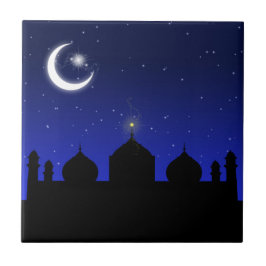 Mosque Silhouette bij nacht - Tile Tegeltje