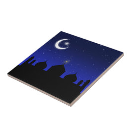 Mosque Silhouette bij nacht - Tile Tegeltje