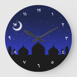 Mosque Silhouette bij nacht - Wandklok