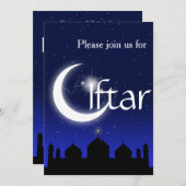Mosque Silhouette bij Night Iftar Party Invitation Kaart (Voorkant / Achterkant)