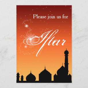 Mosque Silhouette Evening - Iftar Party Invitation Kaart