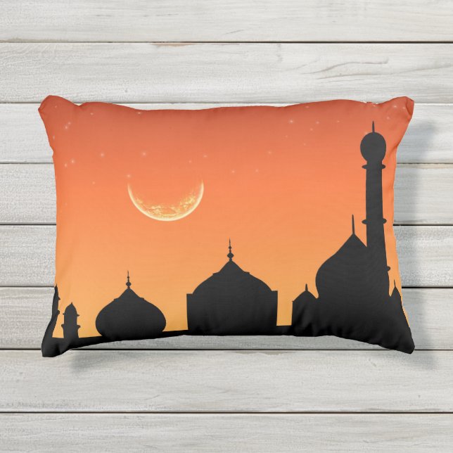 Mosque Silhouette Evening Sky - Buiten Pillow Buitenkussen (Voorkant)