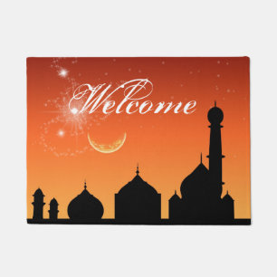 Mosque Silhouette Evening Sky - Deurklep Deurmat