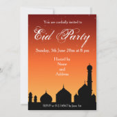 Mosque Silhouette Evening Sky Eid Party Uitnodigin Kaart (Achterkant)