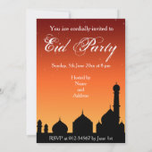 Mosque Silhouette Evening Sky Eid Party Uitnodigin Kaart (Achterkant)