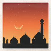 Mosque Silhouette Evening Sky - Glass Onderzetter (Voorkant)