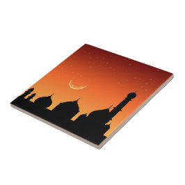 Mosque Silhouette Evening Sky - Keramische Tegel Tegeltje