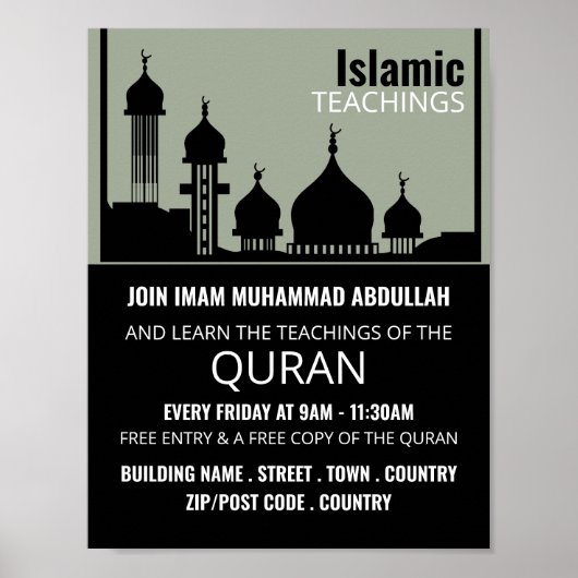 Mosque Silhouette, Islamic Teaching Adverteren Poster (Voorkant)