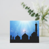 Mosque Silhouette met Sunburst - Briefkaart (Staand voorkant)