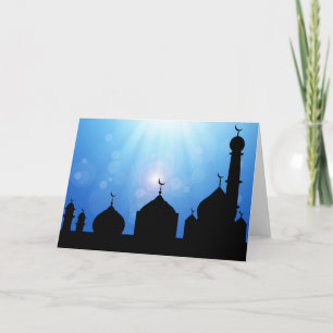 Mosque Silhouette met Sunburst - Wenskaart Kaart