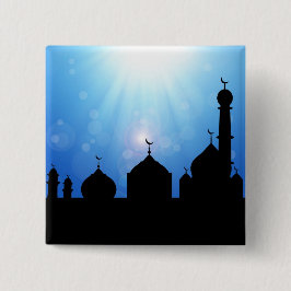 Mosque Silhouette met zonnestralen - Button