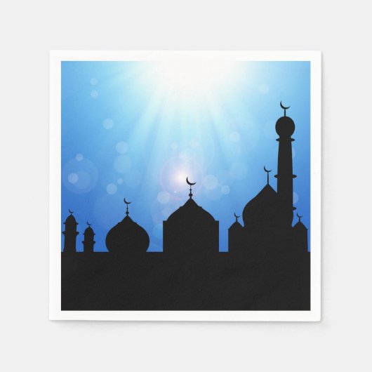 Mosque Silhouette met zonnestralen - Papier Napkin Servetten (Voorkant)