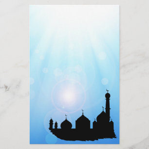Mosque Silhouette met zonnestralen - Stationery Briefpapier