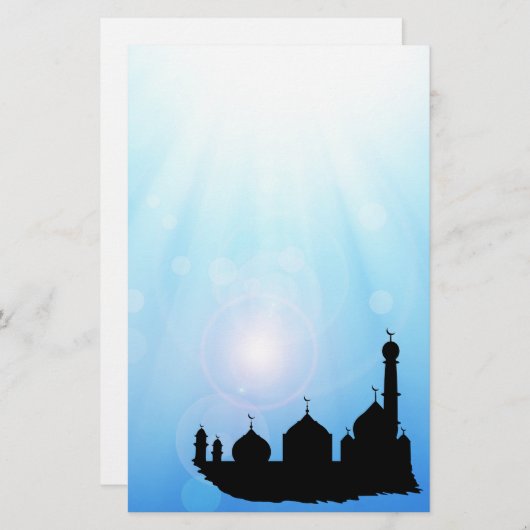 Mosque Silhouette met zonnestralen - Stationery Briefpapier (Voorkant / Achterkant)