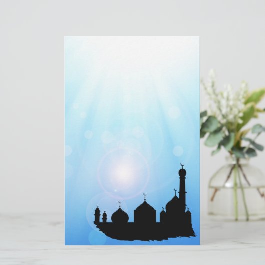 Mosque Silhouette met zonnestralen - Stationery Briefpapier (Staand voorkant)