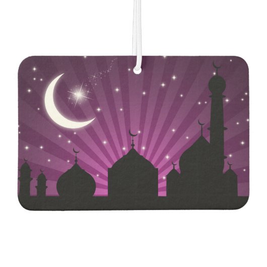 Mosque Silhouette Paars Night - Air Freshener Luchtverfrisser (Voorkant)