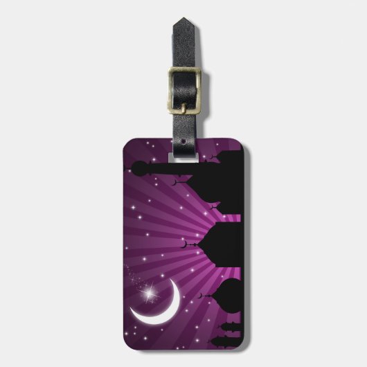 Mosque Silhouette Paars Night - Bagagelabel (Voorkant verticaal)