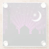 Mosque Silhouette Paars Night - Glass Onderzetter (Achterkant)
