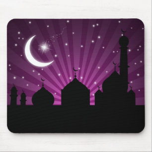 Mosque Silhouette Paars Night - Mousepad Muismat