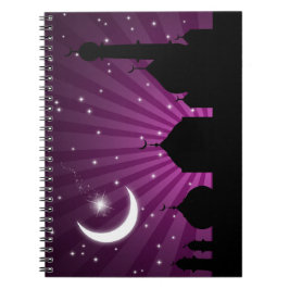 Mosque Silhouette Paars Night - Notitieboek