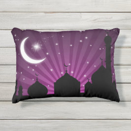 Mosque Silhouette Paars Night - Outdoor Pillow Buitenkussen