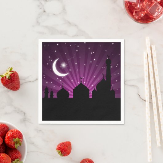 Mosque Silhouette Paars Night - Paper Napkin Servetten (Insitu)