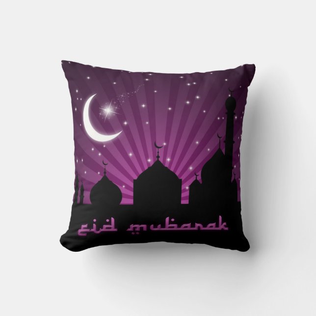 Mosque Silhouette Paars Night - Pillow Kussen (Voorkant)