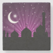 Mosque Silhouette Paars Night - Stone Onderzetter (Voorkant)