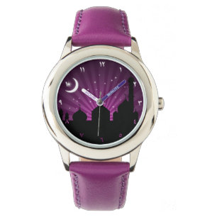 Mosque Silhouette Paars Night - Watch Horloge