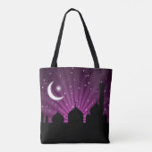 Mosque Silhouette Paarse nacht Tote Bag (Achterkant)
