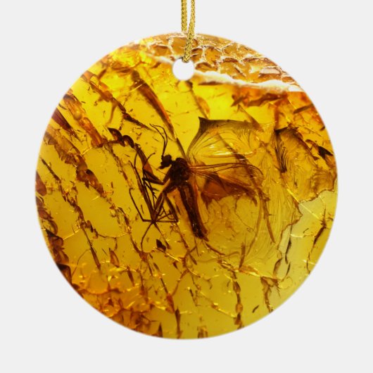 Mosquito in amber keramisch ornament (Voorkant)