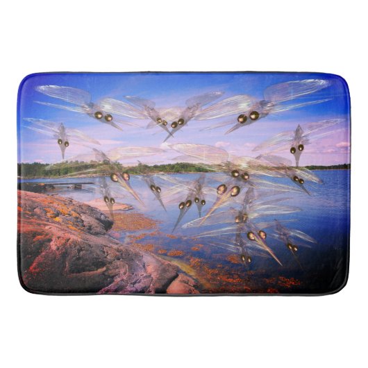 Mosquito swarm, scandinavia fjord, badmat (Voorkant)