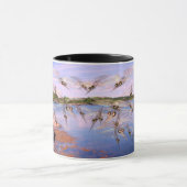 Mosquito swarm, scandinavia fjord, mok (Midden)